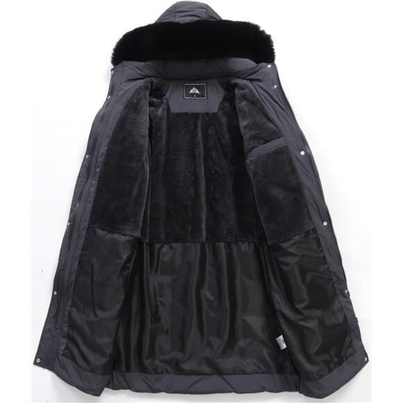 Women's Winter Coat Long Waterproof Parka - Warm Charcoal - Picture 3 of 5
